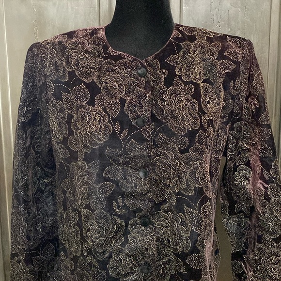 Vintage Norton McNaughton blk velvet jacket - Size 12 - Picture 5 of 10